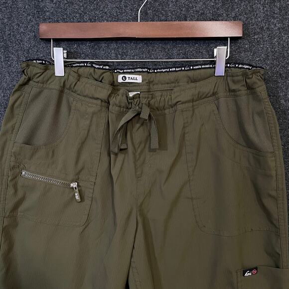 Koi Lite Scrub Pants L Tall Olive Green Slim Fit Drawstring Zip Pocket - Picture 2 of 10